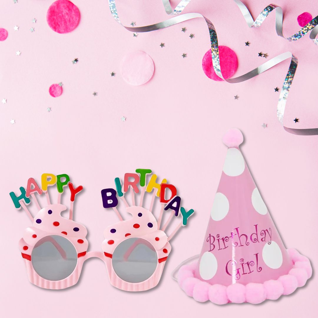 Pink Birthday Party Set (Glasses + Hat) - BetterThanFlowers