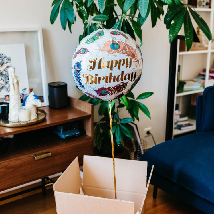 Happy Birthday Feathers Balloon in a box - BetterThanFlowers